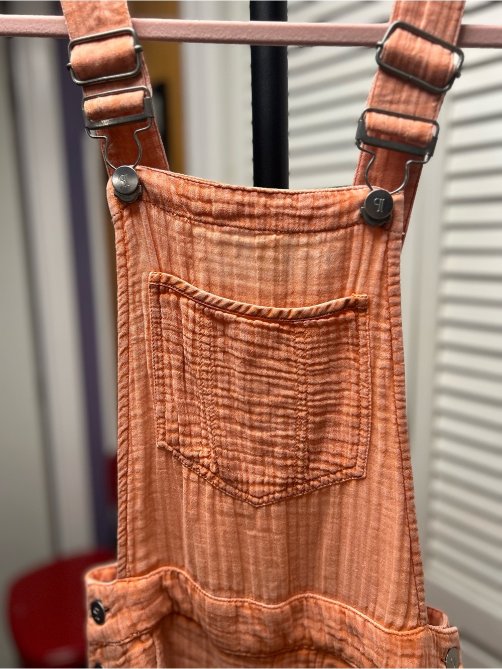 Nwot Pilcro Peach-Orange Short Overalls - Picture 4 of 8